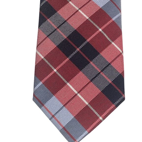 Original Penguin Plaid Mens Tie Cotton Blend Red Blue Black 57.5”x2.25” - Picture 2 of 5
